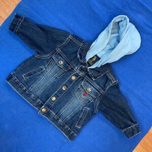 US POLO ASSN. hooded denim jacket size 3-6 months